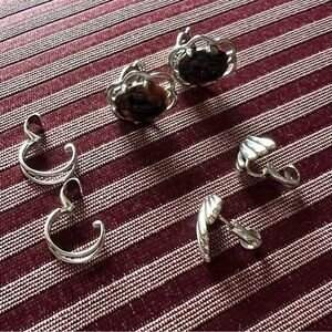 Three (3) sets, Vintage, silver clip-on earrings